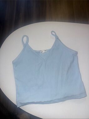 Light Blue Ribbed V-Neck Cami Tank Top